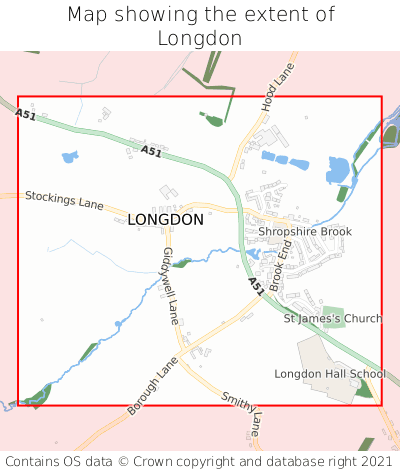 Map showing extent of Longdon as bounding box
