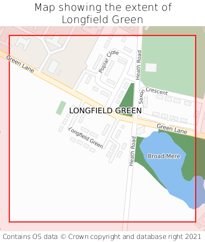 Map showing extent of Longfield Green as bounding box
