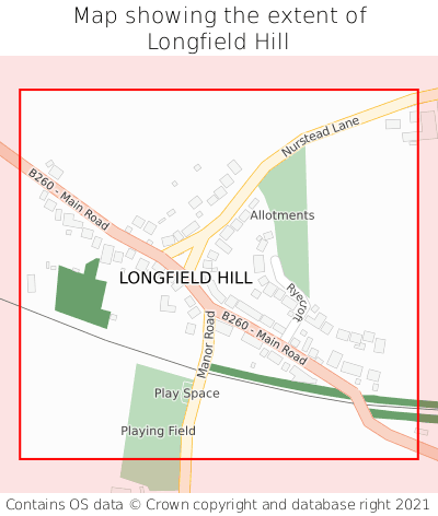 Map showing extent of Longfield Hill as bounding box