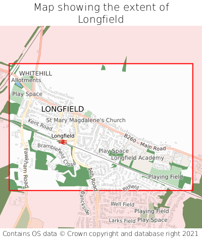 Map showing extent of Longfield as bounding box