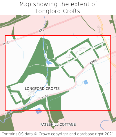 Map showing extent of Longford Crofts as bounding box