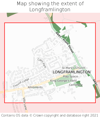 Map showing extent of Longframlington as bounding box