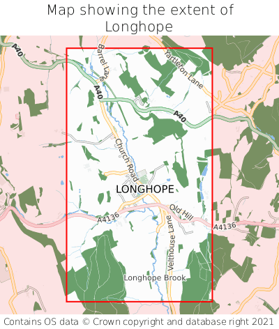 Map showing extent of Longhope as bounding box