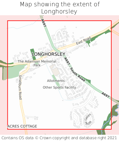 Map showing extent of Longhorsley as bounding box
