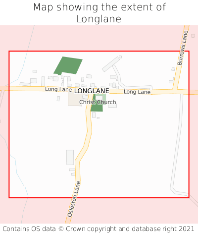 Map showing extent of Longlane as bounding box