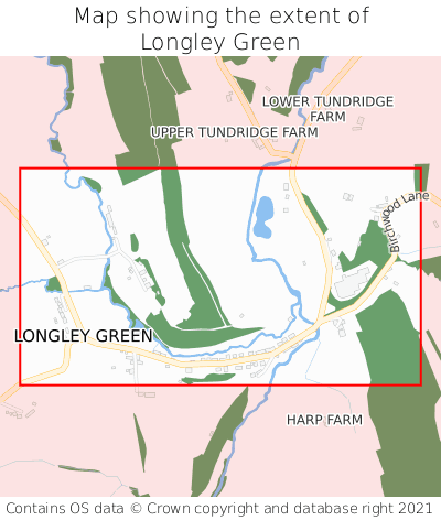Map showing extent of Longley Green as bounding box