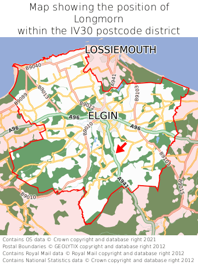 Map showing location of Longmorn within IV30