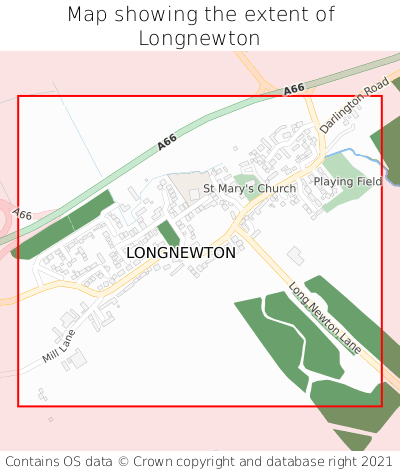 Map showing extent of Longnewton as bounding box