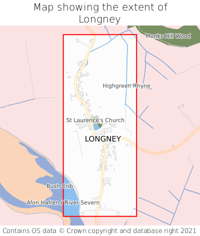 Map showing extent of Longney as bounding box