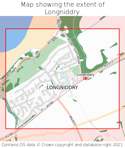 Map showing extent of Longniddry as bounding box