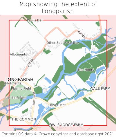 Map showing extent of Longparish as bounding box