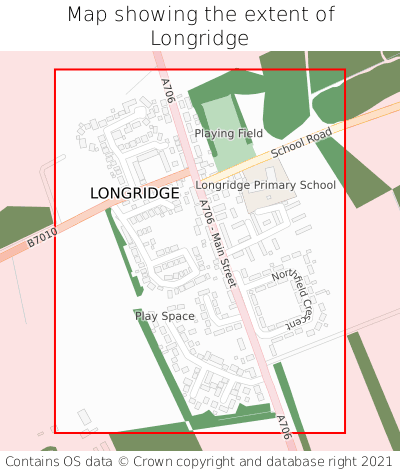 Map showing extent of Longridge as bounding box