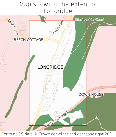 Map showing extent of Longridge as bounding box