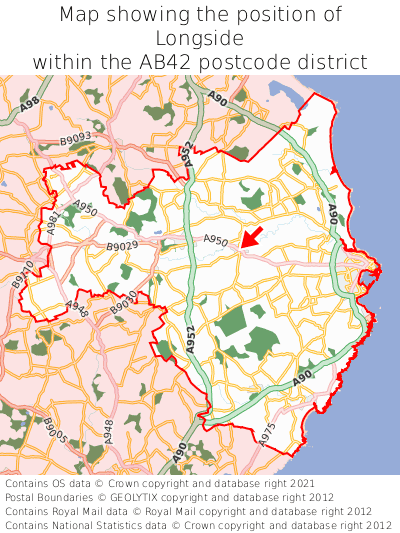 Map showing location of Longside within AB42