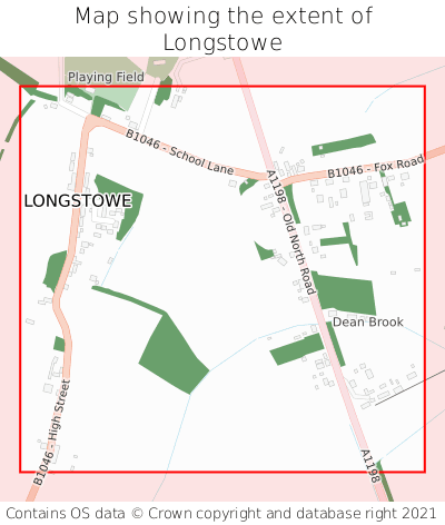 Map showing extent of Longstowe as bounding box