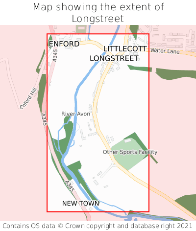 Map showing extent of Longstreet as bounding box
