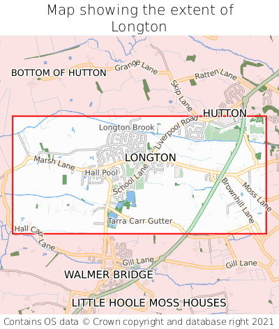 Map showing extent of Longton as bounding box