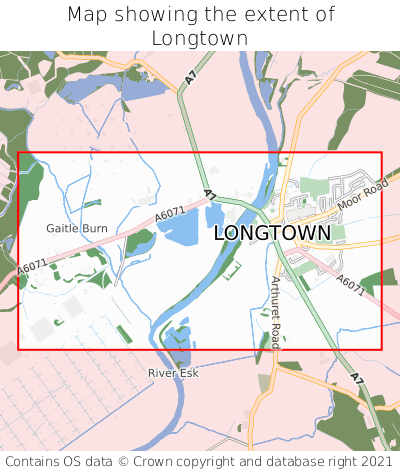 Map showing extent of Longtown as bounding box