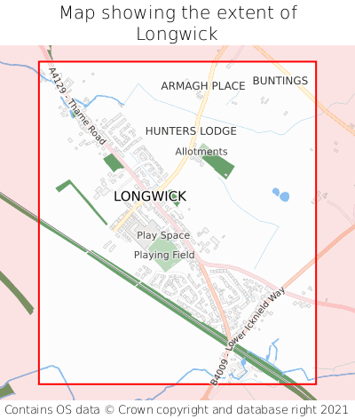 Map showing extent of Longwick as bounding box