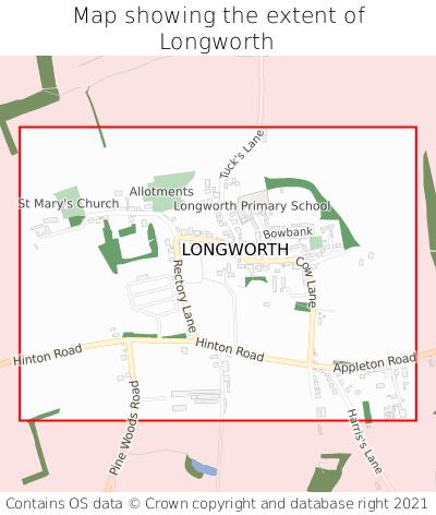Map showing extent of Longworth as bounding box