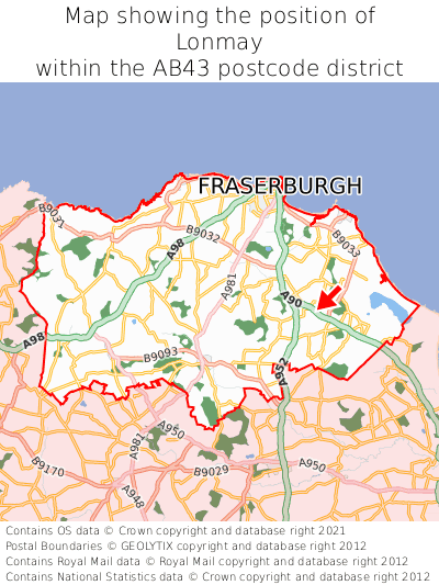 Map showing location of Lonmay within AB43