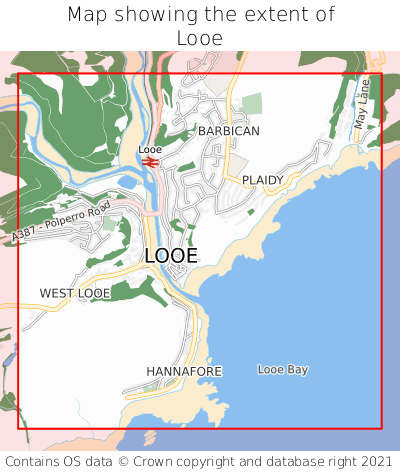 Map showing extent of Looe as bounding box