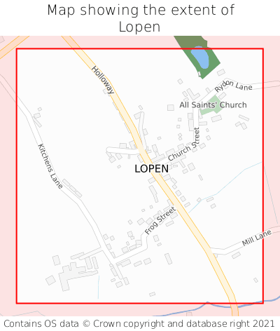 Map showing extent of Lopen as bounding box