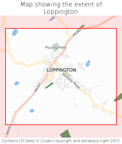 Map showing extent of Loppington as bounding box