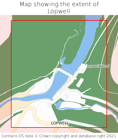 Map showing extent of Lopwell as bounding box