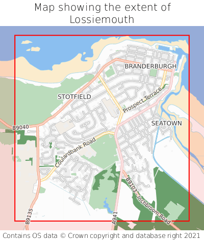 Map showing extent of Lossiemouth as bounding box