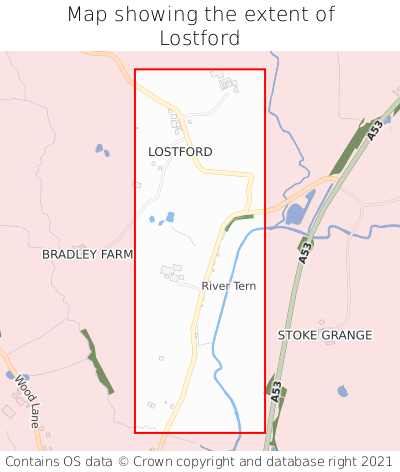 Map showing extent of Lostford as bounding box