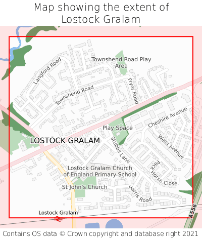 Map showing extent of Lostock Gralam as bounding box