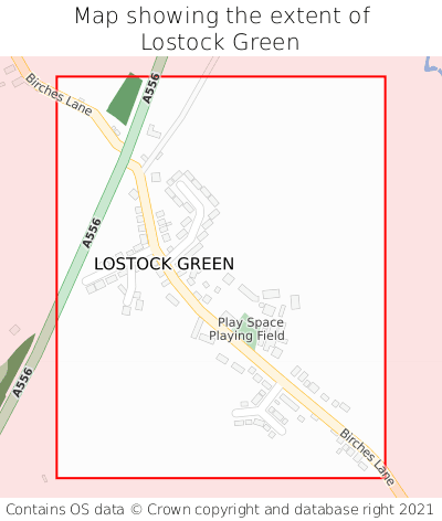 Map showing extent of Lostock Green as bounding box