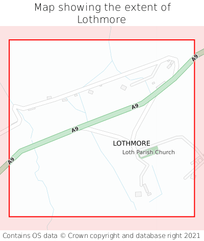 Map showing extent of Lothmore as bounding box