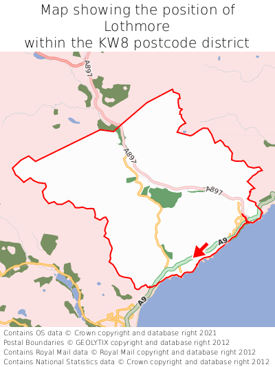 Map showing location of Lothmore within KW8