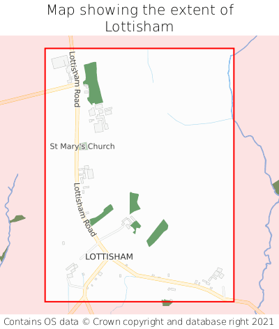 Map showing extent of Lottisham as bounding box