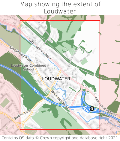 Map showing extent of Loudwater as bounding box