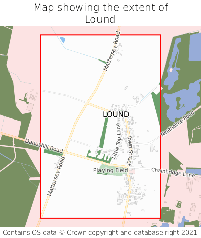 Map showing extent of Lound as bounding box