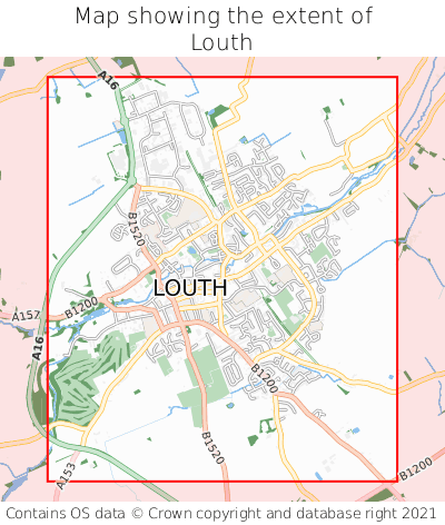 Map showing extent of Louth as bounding box