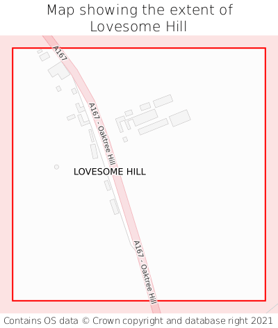 Map showing extent of Lovesome Hill as bounding box