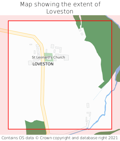 Map showing extent of Loveston as bounding box