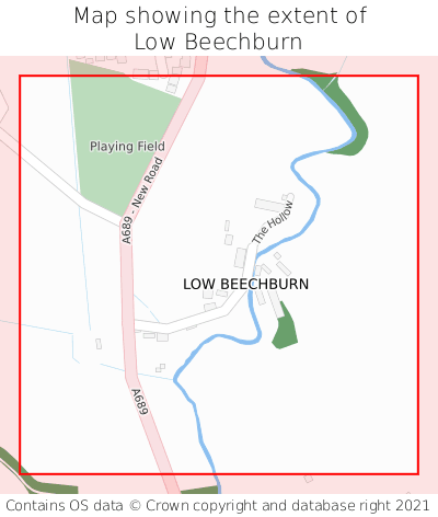 Map showing extent of Low Beechburn as bounding box