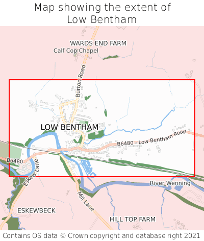 Map showing extent of Low Bentham as bounding box