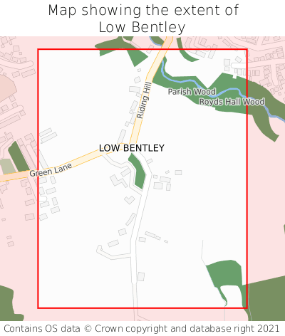 Map showing extent of Low Bentley as bounding box