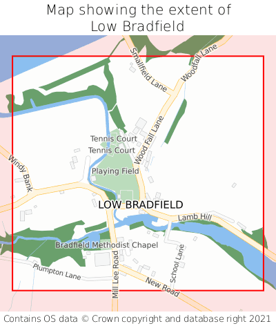 Map showing extent of Low Bradfield as bounding box