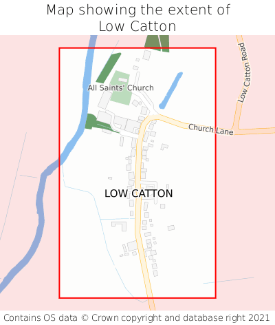 Map showing extent of Low Catton as bounding box