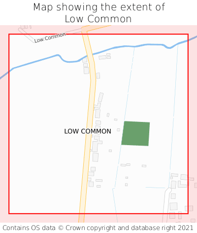 Map showing extent of Low Common as bounding box