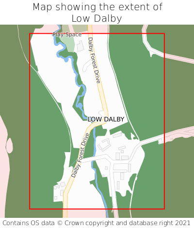 Map showing extent of Low Dalby as bounding box