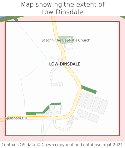 Map showing extent of Low Dinsdale as bounding box