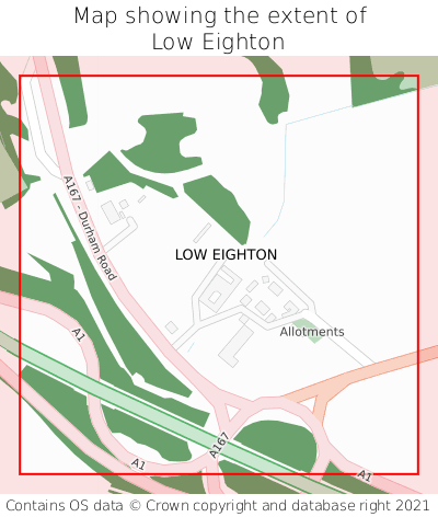 Map showing extent of Low Eighton as bounding box
